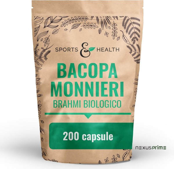 Capsule di Brahmi - 200 Capsule - Integratore Memoria - Bacopa Monnieri Perfettamente Dosata - 1000 mg di Polvere di Brahmi al giorno - Biologico - Vegan - Senza additivi - Ingredienti naturali : Amazon.it: Salute e cura della persona